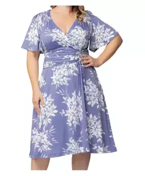 Платье с драпировкой и завязками Jemma больших размеров Kiyonna, фиолетовый