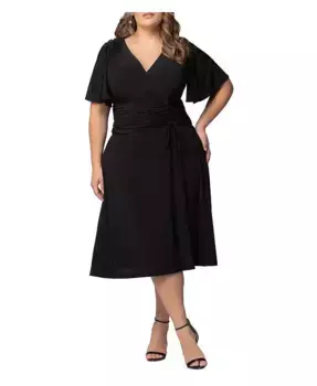 Платье с драпировкой и завязками Jemma больших размеров Kiyonna, черный