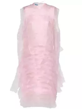 Платье с драпировкой из вуали Prada, розовый