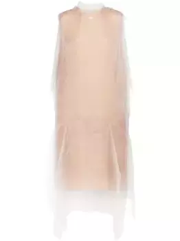 Платье с драпировкой из вуали Prada, нейтральный