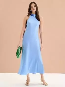 Платье с драпировкой сзади на сейшельских островах OMNES, светло-синий