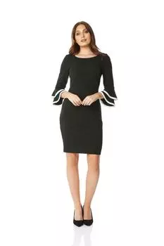 Платье с двойными рюшами и рукавами 3/4 Roman, черный