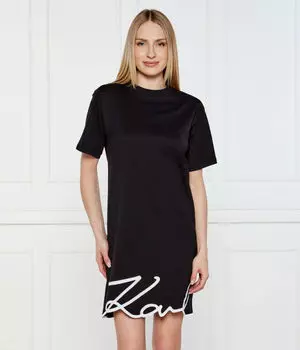 Платье с фирменным подолом Карла Karl Lagerfeld, черный
