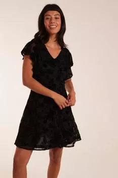 Платье с флокированным цветочным принтом Blue Vanilla, черный