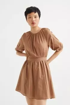 Платье с галстуком H&M, темно-бежевый