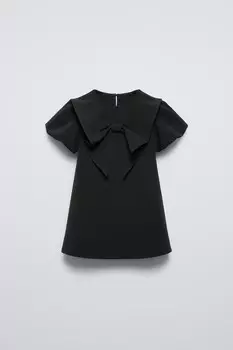 Платье с галстуком ZARA, черный