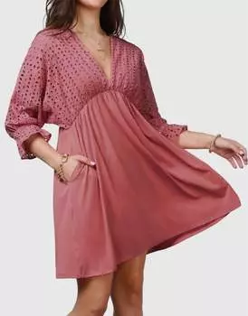 Платье с глубоким V-образным вырезом цвета клюквы Ninexis, цвет cranberry