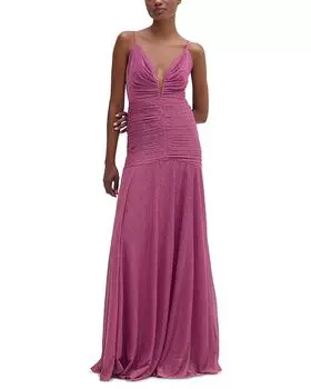 Платье с глубоким вырезом и плиссировкой PatBO, фиолетовый