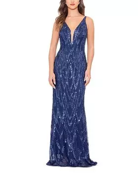 Платье с глубоким вырезом, расшитое пайетками AQUA, цвет Blue