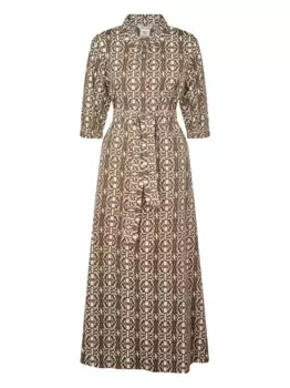 Платье с графичным принтом MAX MARA, коричневый