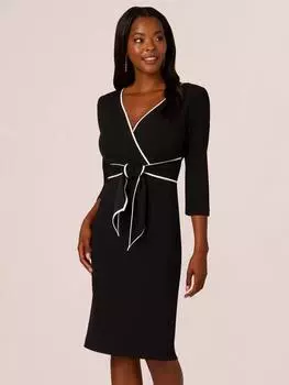 Платье с кантом и завязкой спереди Adrianna Papell, цвет Black/Ivory