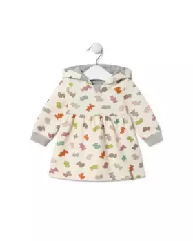 Платье с капюшоном для девочки с разноцветным медвежьим принтом Tous