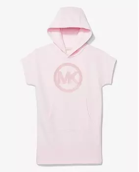 Платье с капюшоном и блестящим логотипом Michael Kors Kids, розовый