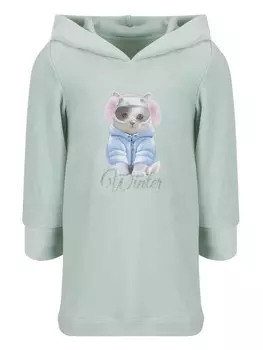 Платье с капюшоном и принтом Lapin House, зеленый