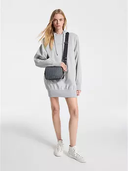 Платье с капюшоном из хлопковой смеси с подплечниками Michael Kors, серый