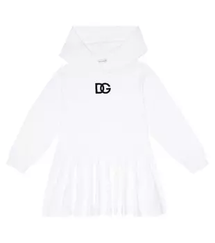 Платье с капюшоном из смесового хлопка DG Dolce&Gabbana, белый