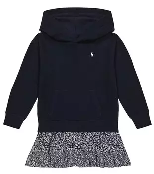 Платье с капюшоном из смесового хлопка Polo Ralph Lauren, синий