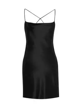Платье с капюшоном на спине из шелкового атласа Saint Laurent