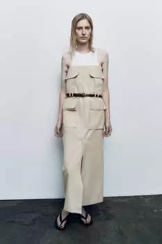 Платье с карманами - ограниченная серия Zara, песок