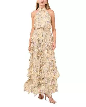 Платье с каскадными оборками 1.STATE, коричневый/бежевый