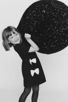 Платье с контрастным бантом ZARA, черный