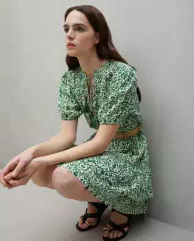 Платье с коротким рукавом и оборкой на талии Easy Wear, зеленый