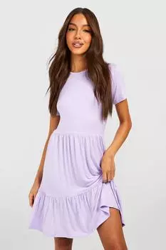 Платье с коротким рукавом и западанным полем Boohoo, сиреневый