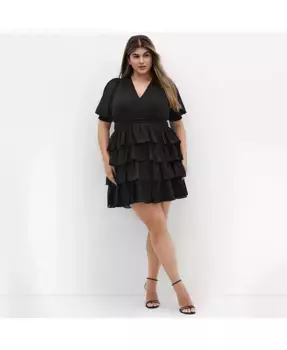 Платье с коротким рукавом Kailey больших размеров CITY CHIC, черный