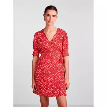 Платье с коротким рукавом Pieces Tala 2/4 Wrap, красный