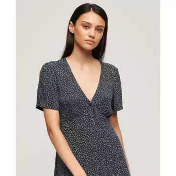 Платье с коротким рукавом Superdry Print Button Tea, синий