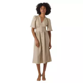Платье с коротким рукавом Vero Moda Melaney, бежевый