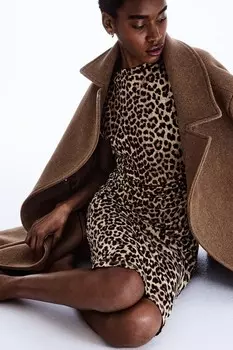 Платье с короткими рукавами H&M, бежевый