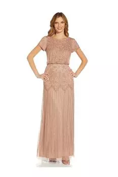 Платье с короткими рукавами и бисером Adrianna Papell, розовый