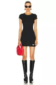 Платье с короткими рукавами и круглым вырезом Alexander Wang, черный