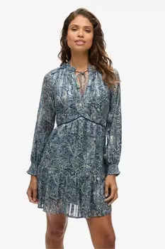 Платье с короткими рукавами и металлическим принтом Superdry, синий