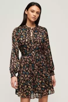 Платье с короткими рукавами и металлическим принтом Superdry, коричневый