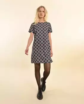 Платье с короткими рукавами и принтом Molly Bracken, синий