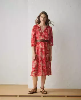 Платье с короткими рукавами и принтом Lloyd's, красный