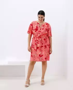 Платье с короткими рукавами и принтом Couchel, розовый