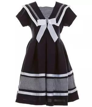 Платье с короткими рукавами и расклешенным силуэтом Bonnie Jean для больших девочек 7–16 лет, синий