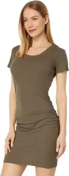 Платье с короткими рукавами и сборкой по бокам bobi Los Angeles, цвет Olive Tree