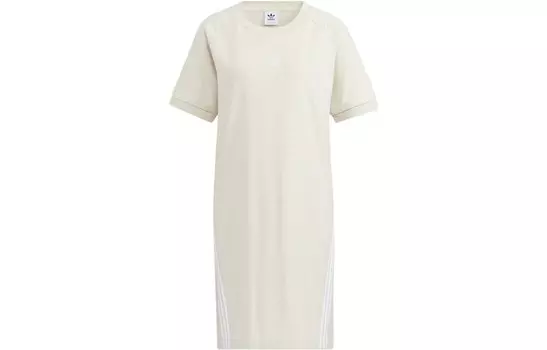 Платье с короткими рукавами и тремя полосками, женское, цвет белый Adidas Originals
