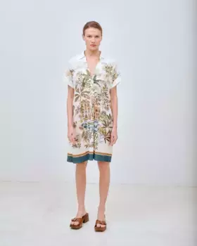 Платье с короткими рукавами и воротником-стойкой Lasserre, зеленый