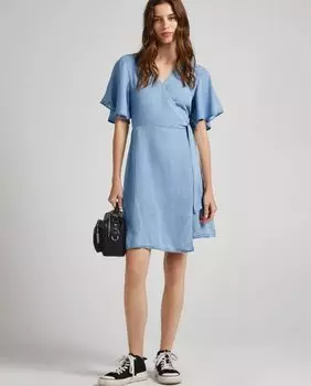 Платье с короткими рукавами и запахом Pepe Jeans, синий