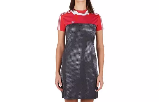 Платье с короткими рукавами от Alexander Wang, женское, красное Adidas Originals