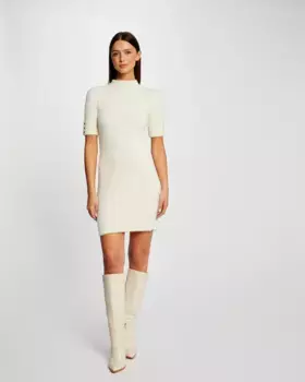 Платье с короткими рукавами плотной вязки Morgan, кремовый