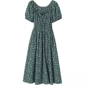 Платье с короткими рукавами Uniqlo, бирюзовое