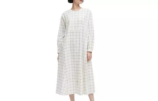 Платье с короткими рукавами X Ines De La Fressange женское светло-бежевое Uniqlo