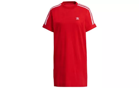 Платье с короткими рукавами женское алое Adidas Originals