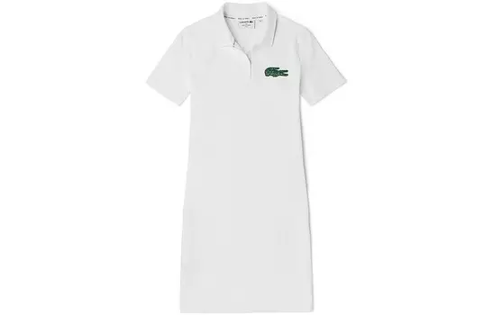Платье с короткими рукавами женское белое Lacoste